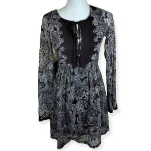 FRANCESCA'S MI AMI BLACK & WHITE BOHO INSPIRED DRESS SZ.XS EUC.